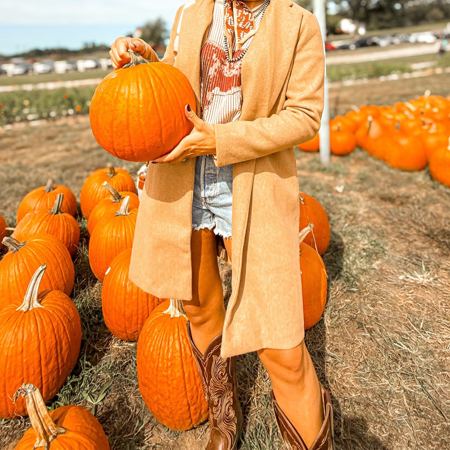 Brown Snip-Toe Classic Embroidery Wide Calf Knee High Cowgirl Boots For Women