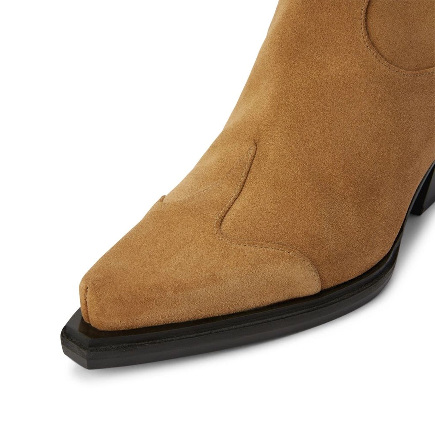 Brown Faux Suede Snip-Toe Classic Mid Calf Cowgirl Boots
