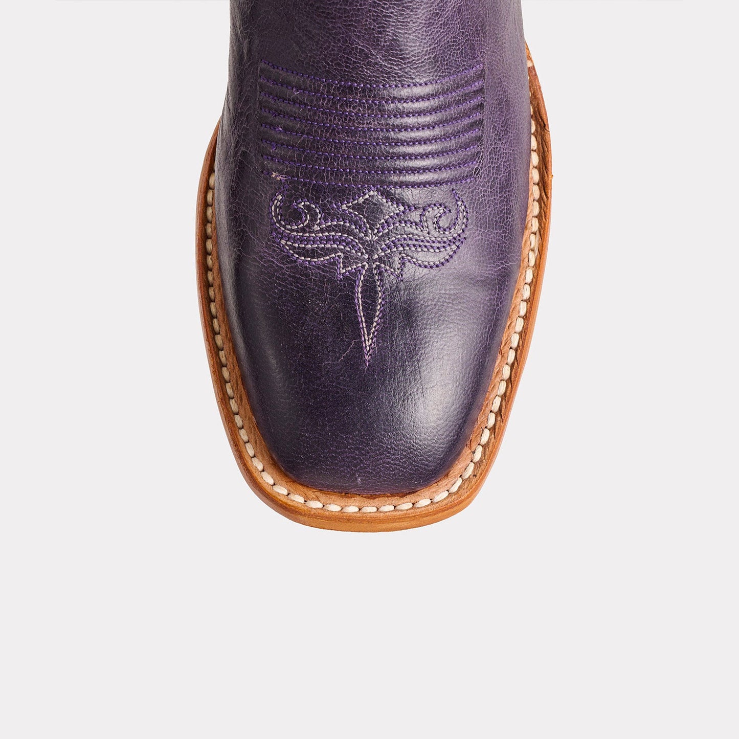 Purple Square-Toe Delicate Embroidery Classic Mid Calf Cowgirl Boots