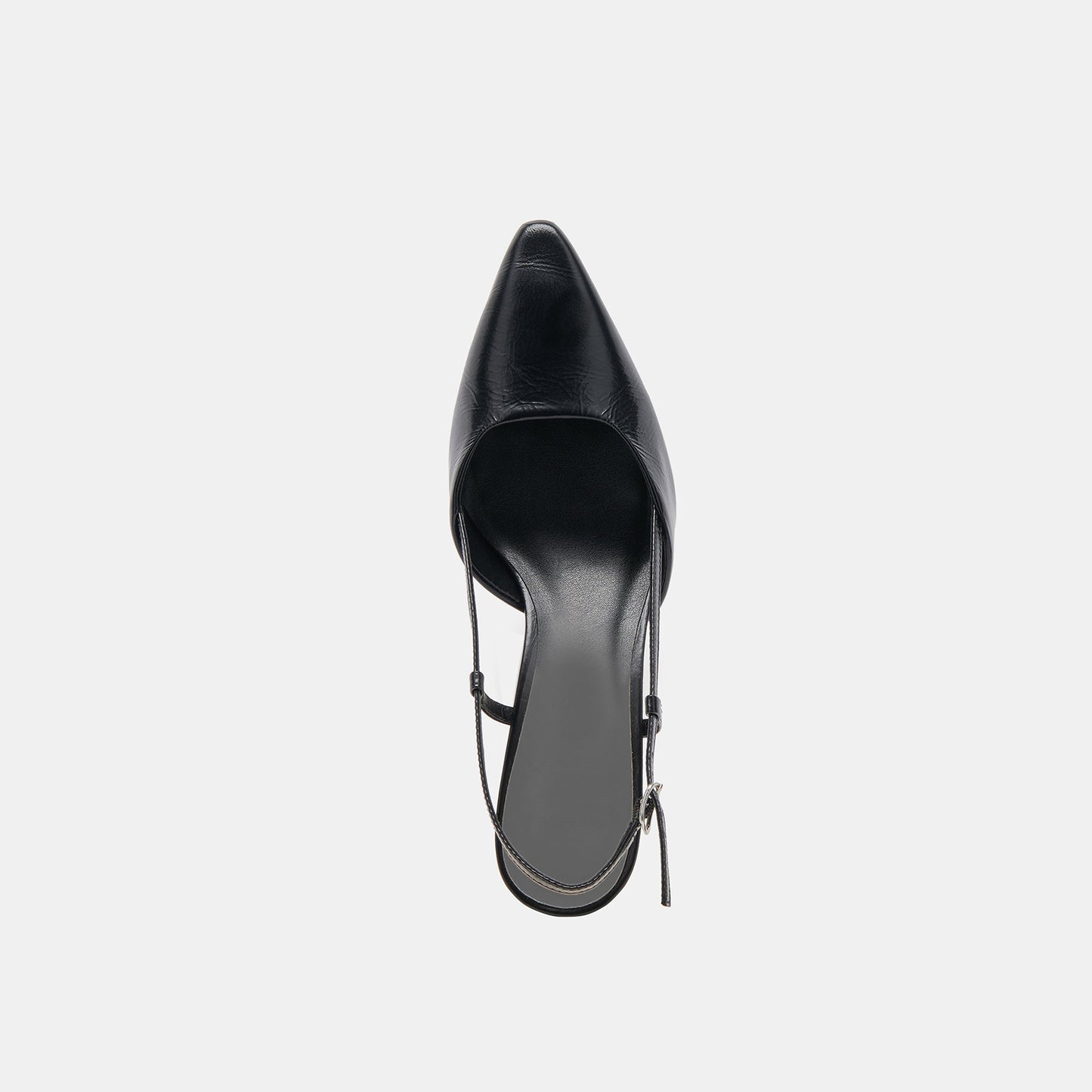 Black Pointed-Toe Classic Slip-On Slingback Kitten Heels