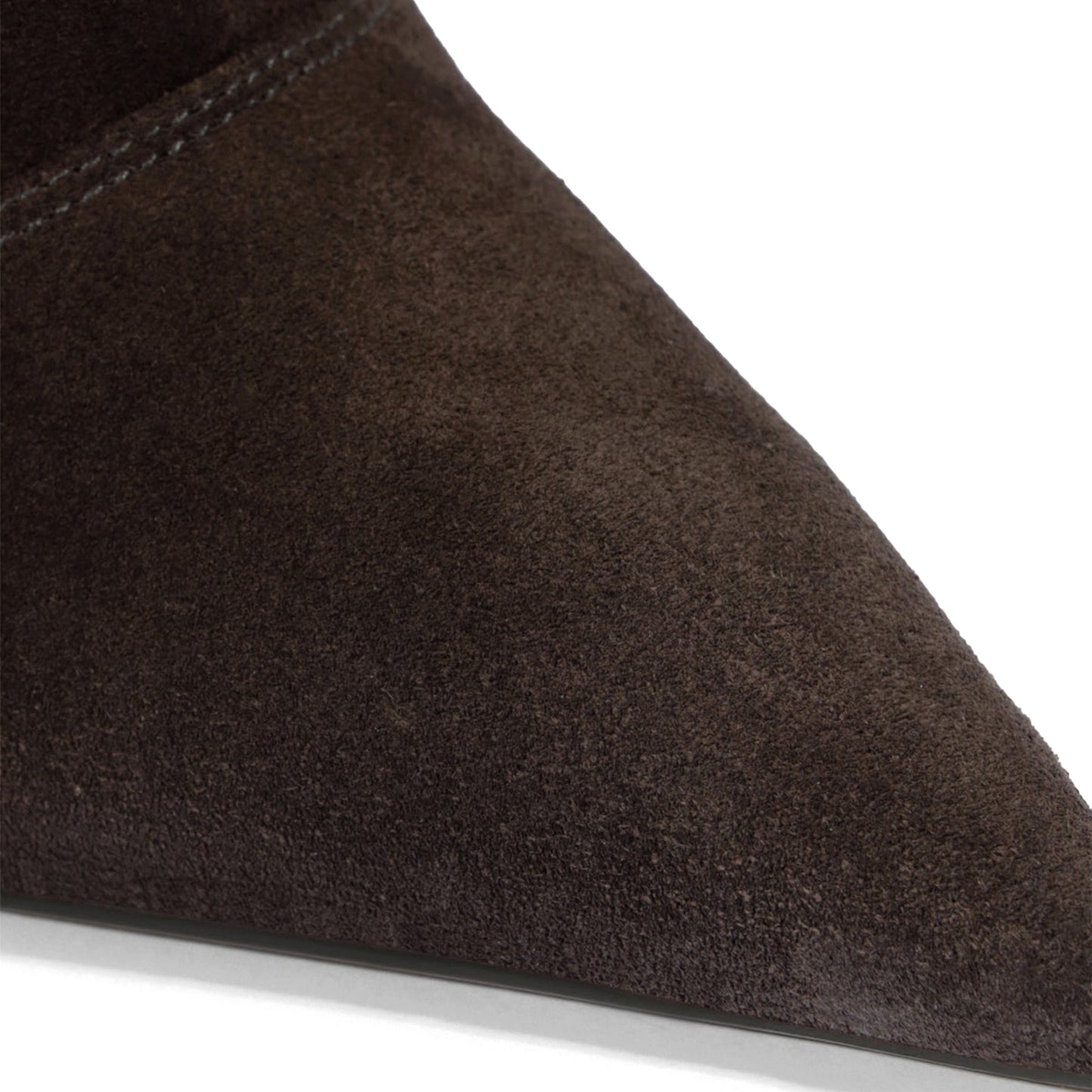 Dark Brown Faux Suede Pointed-Toe Slouch Wide Calf Knee High Stiletto Boots