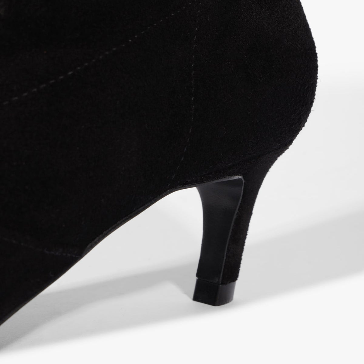 Black Faux Suede Chic Pointed-Toe Simple Wide Calf Knee High Stiletto Boots