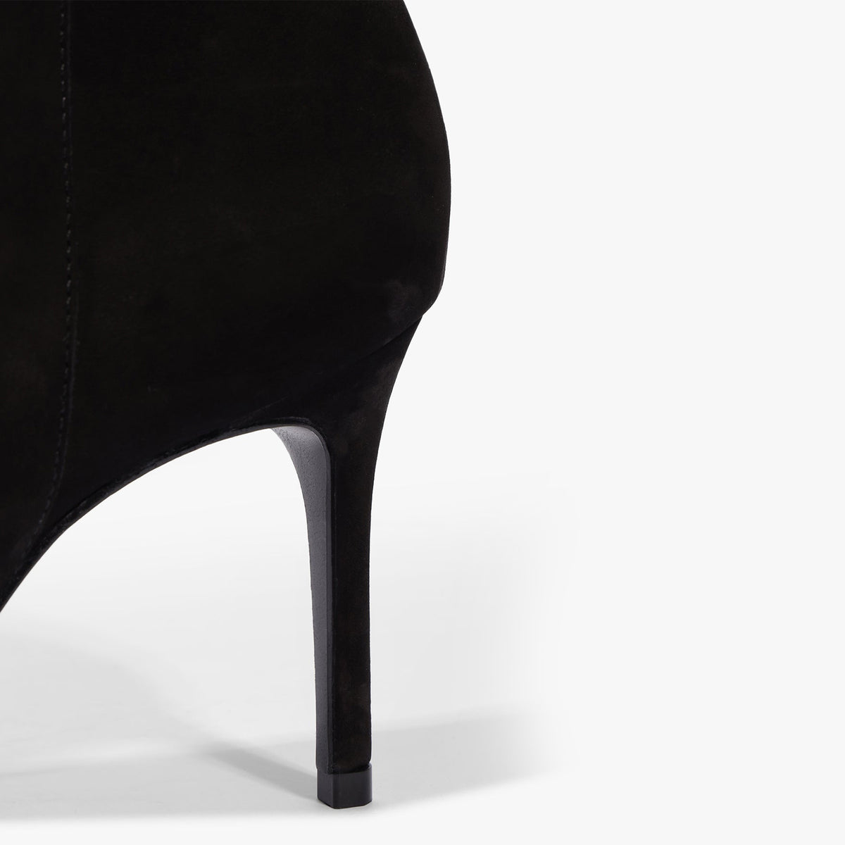 Chic Pointed-Toe Simple Full-Zip Sleek Knee High Stiletto Boots - Black Faux Suede