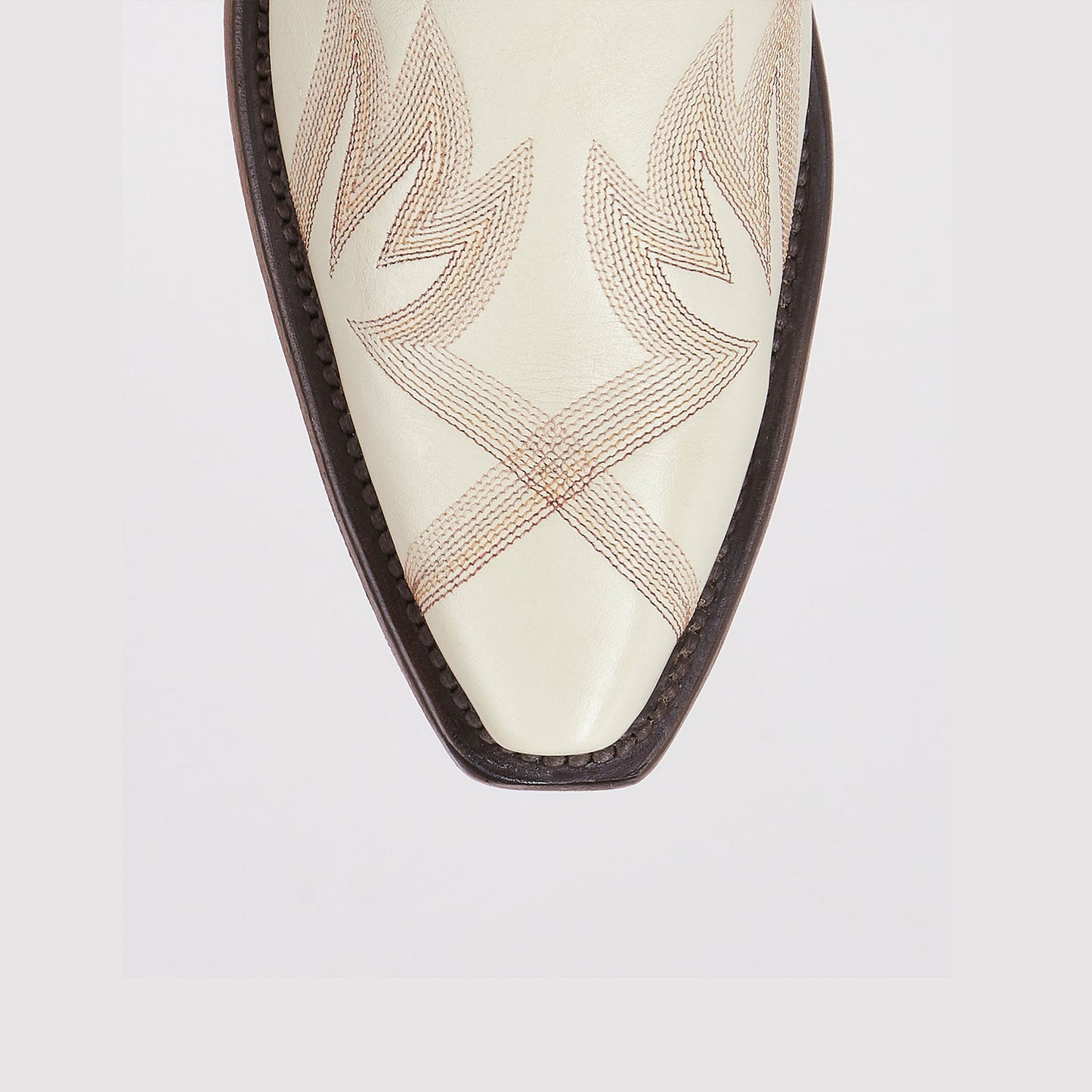 Cream Snip-Toe Western Embroidery Mid Calf Chic Cowgirl Boots