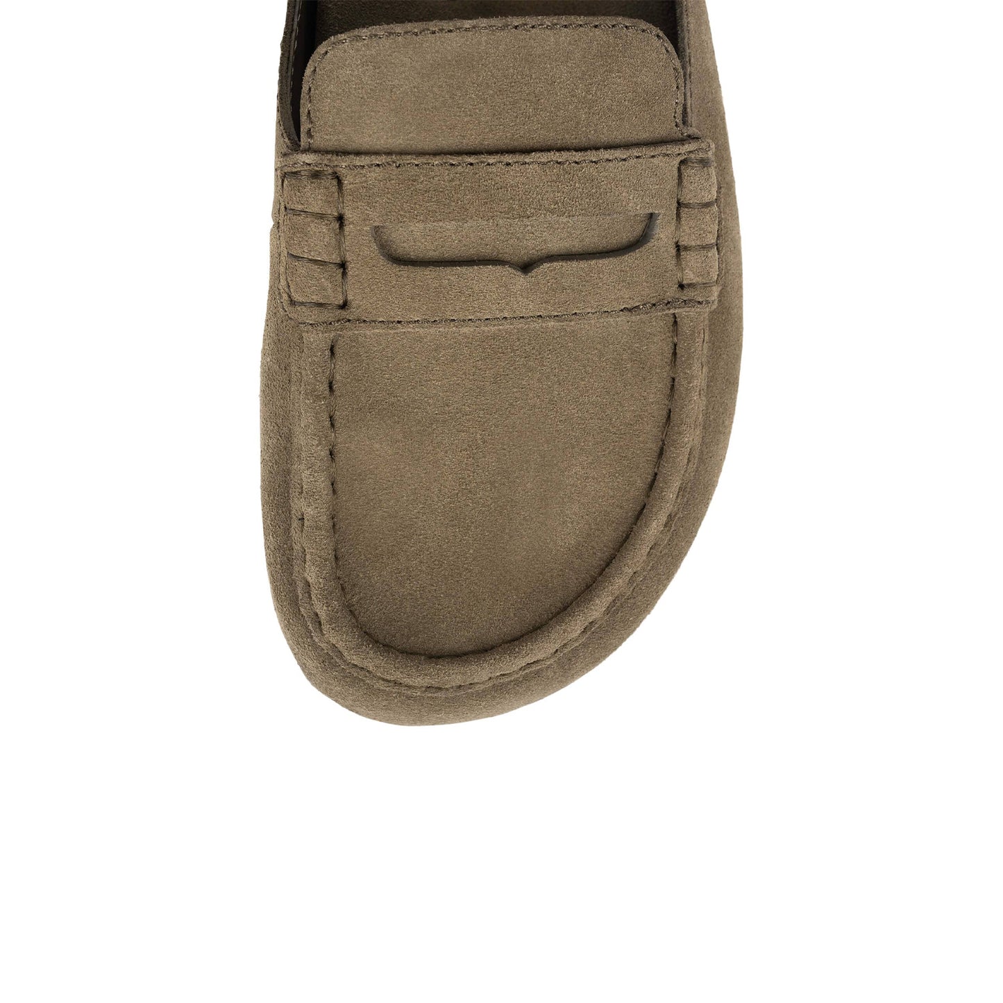 Light Khaki Faux Suede Square-Toe Simple Slip-On Mules Flats