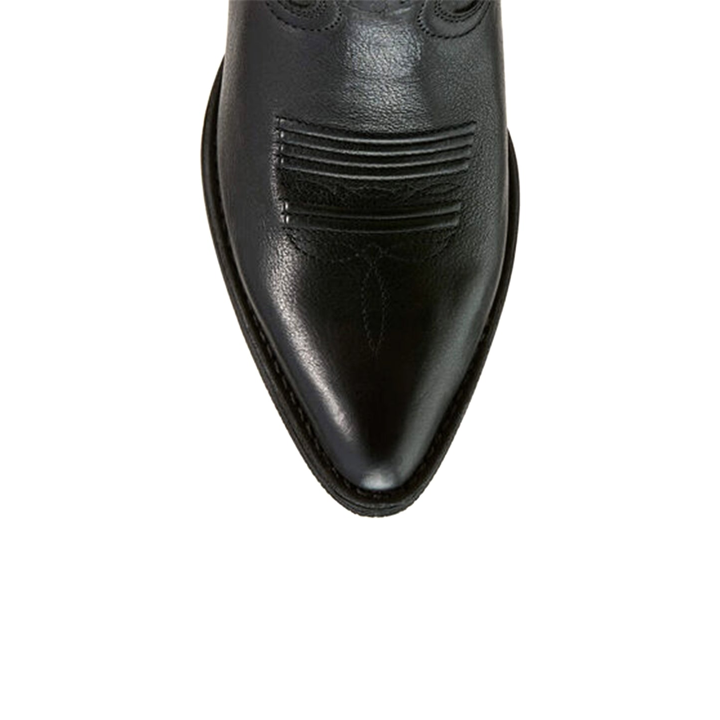 Black Almond-Toe Stitch Ankle Cowgirl Boots