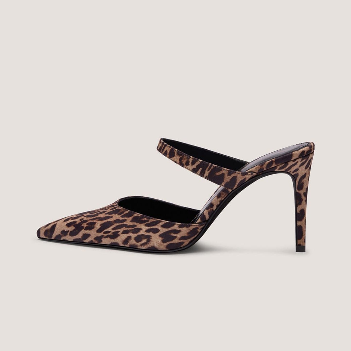 Leopard Pattern Faux Suede Pointed-Toe Middle Strap Slip-On High Heels