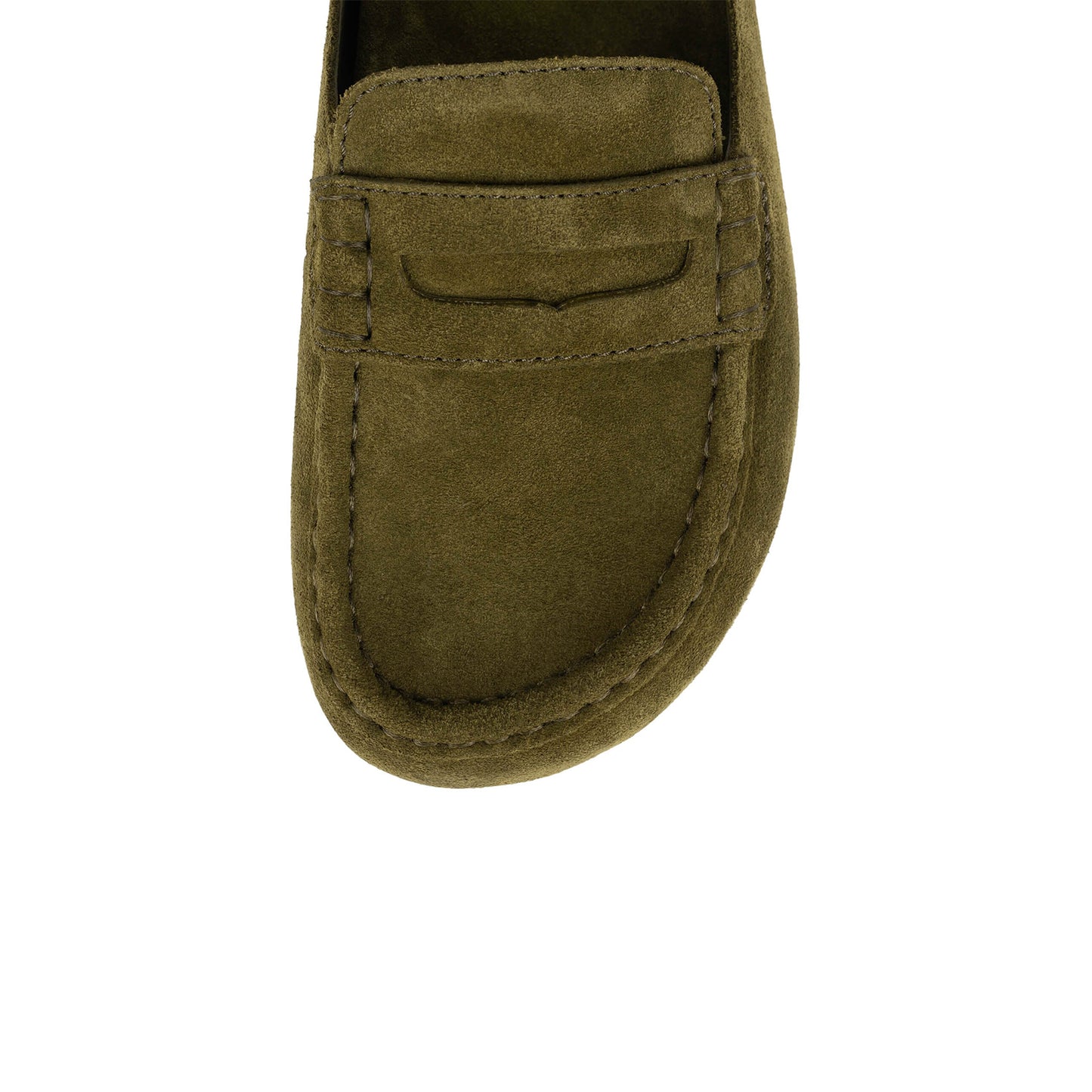 Olive Green Faux Suede Square-Toe Simple Slip-On Mules Flats