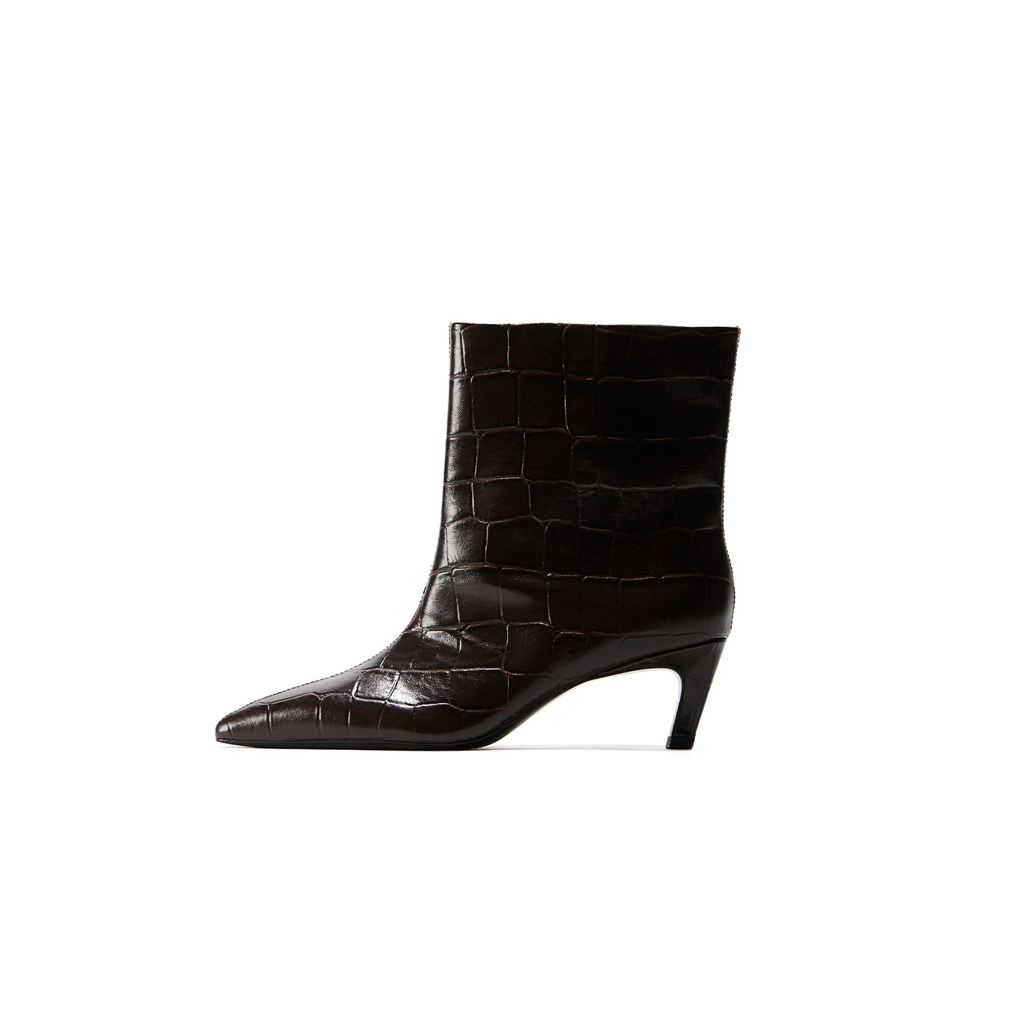 Dark Brown Stone Print Pointed-Toe Ankle Stiletto Boots