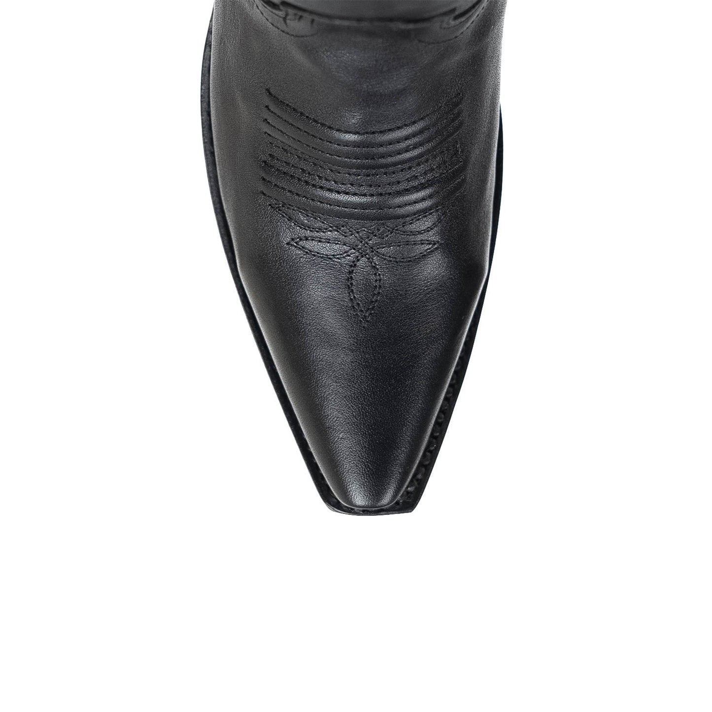 Black Snip-Toe Half-Zip Western Embroidery Knee High Cowgirl Boots