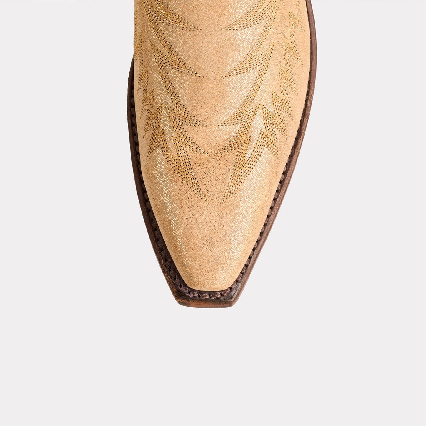 Metallic Champagne Snip-Toe Western Embroidery Wide Calf Chic Knee High Cowgirl Boots