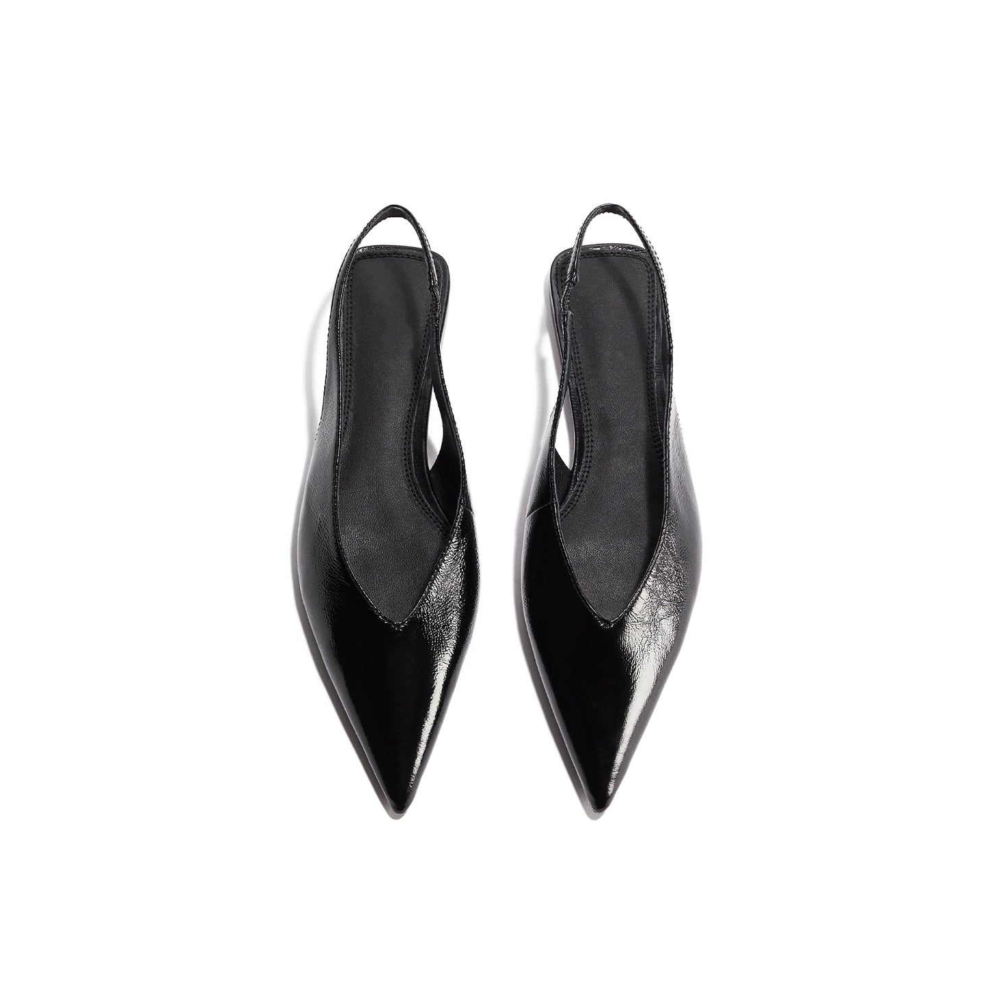 Patent Black Pointed-Toe Slingback Flats
