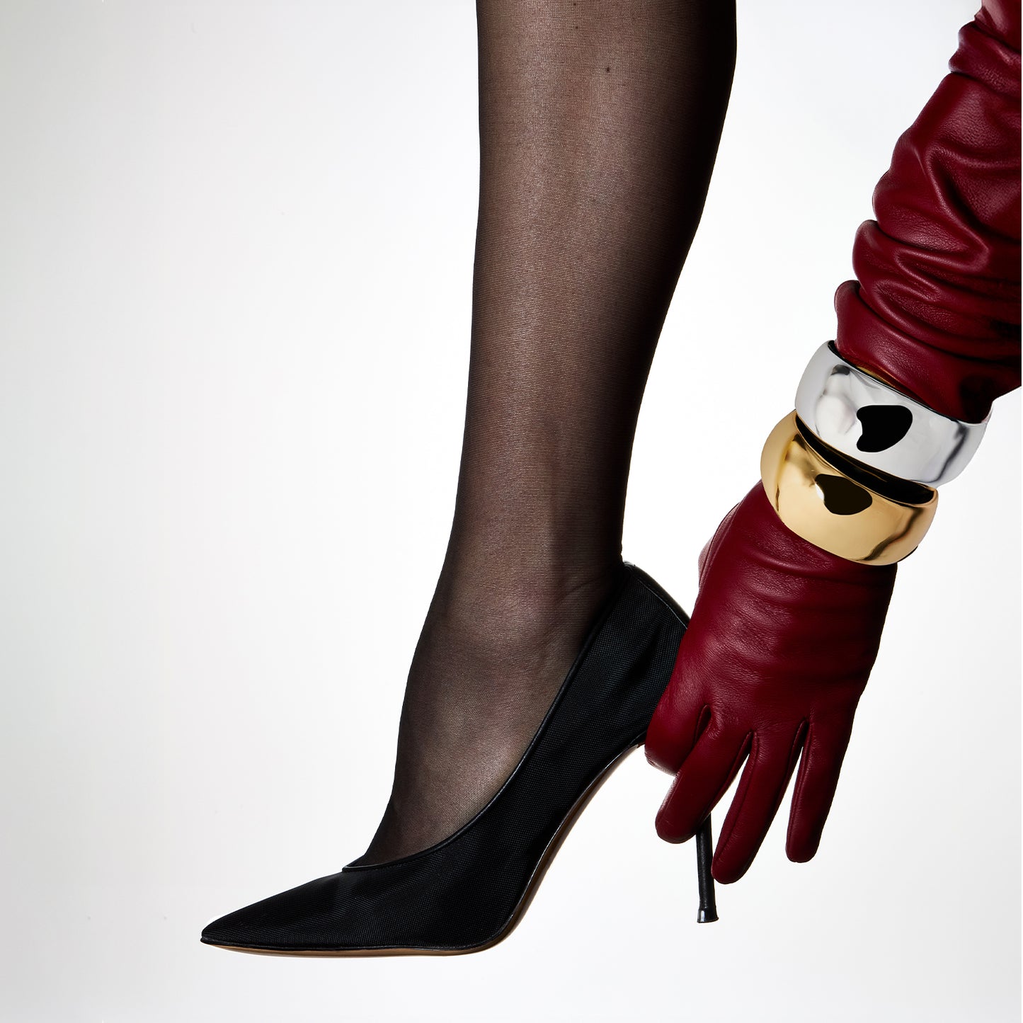 Black Mesh Pointed-Toe Classic Backless High Heels