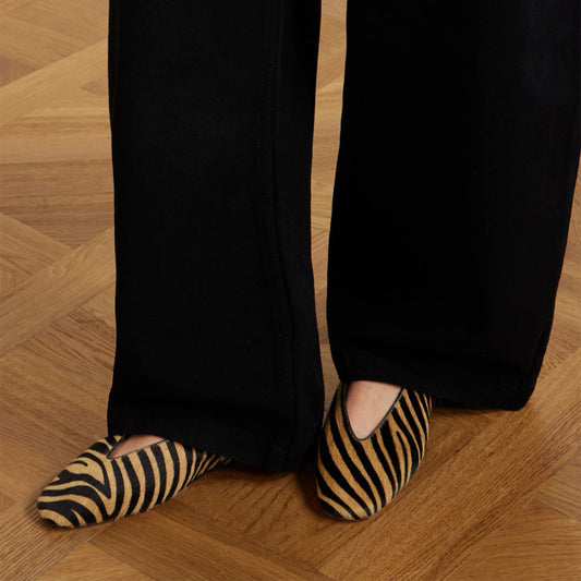 Cow Print Square-Toe Chic Mary Jane Classic Ballet Flats
