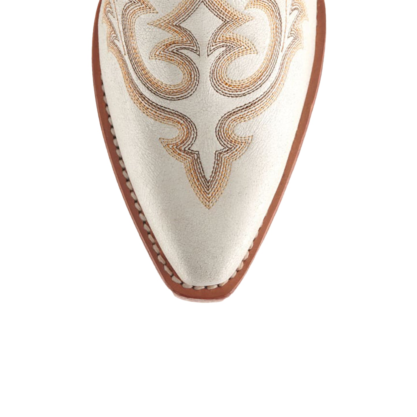 Ivory Snip-Toe Chic Embroidery Half-Zip Knee High Cowgirl Boots
