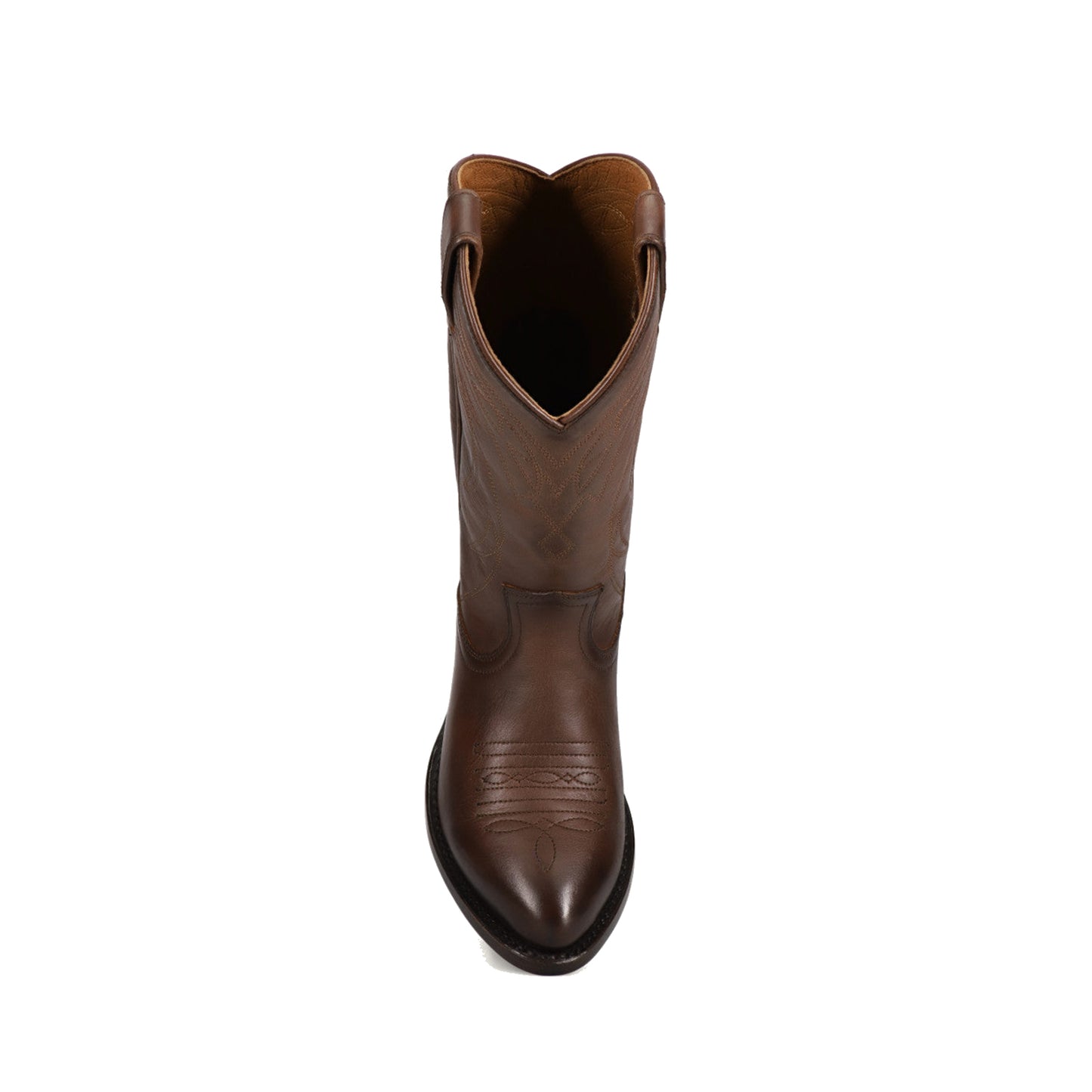 Dark Brown Almond-Toe Chic Embroidery Western Mid Calf Cowgirl Boots