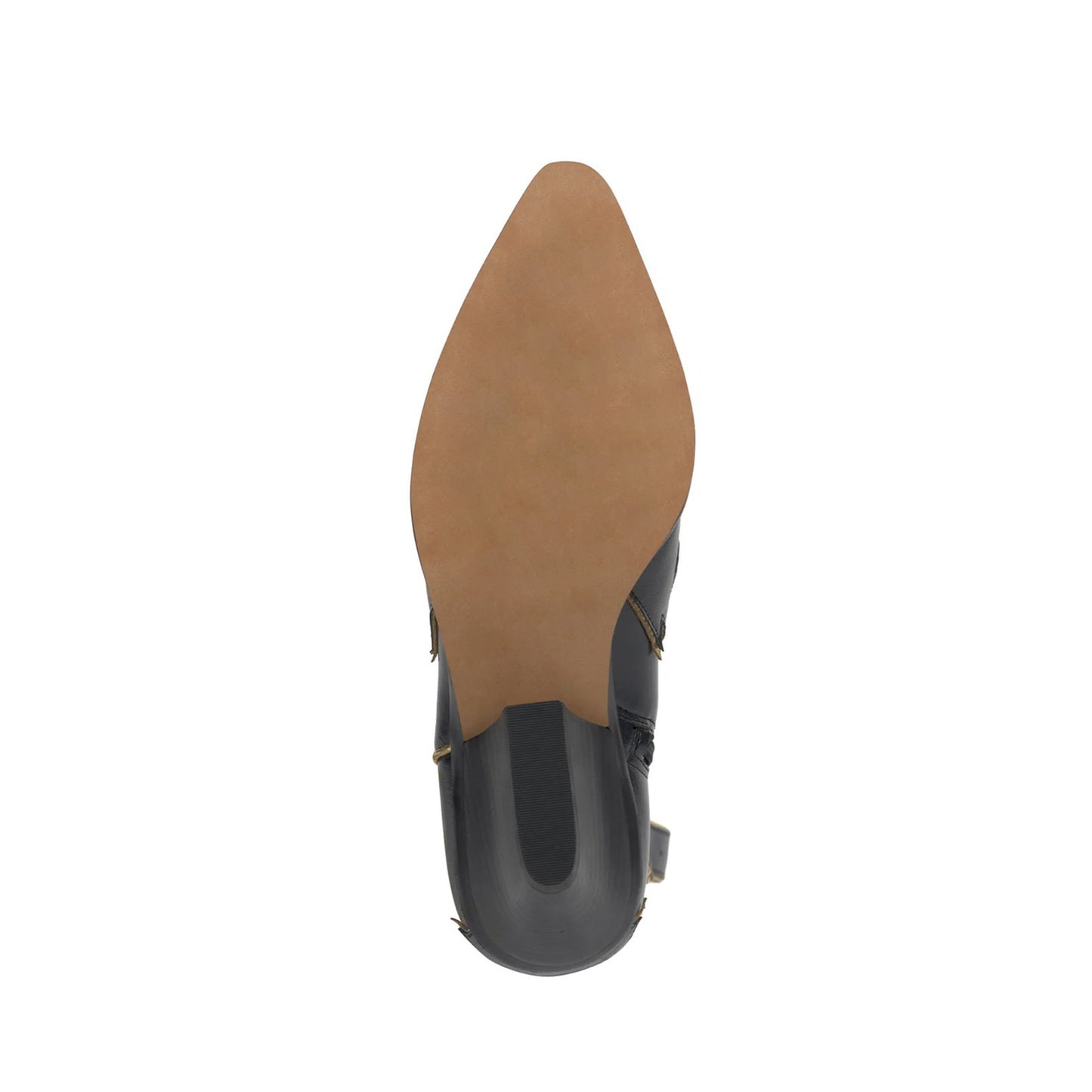 Black Almond-Toe Horseshoe Inlay Star Studs And Applique Mid Calf Cowgirl Boots