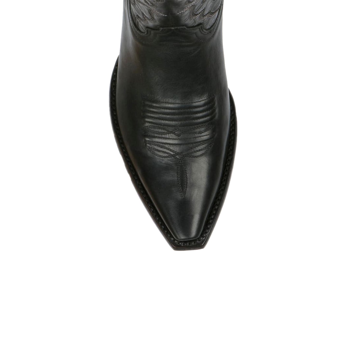 Black Snip-Toe Delicate Embroidery Mid Calf Classic Cowgirl Boots