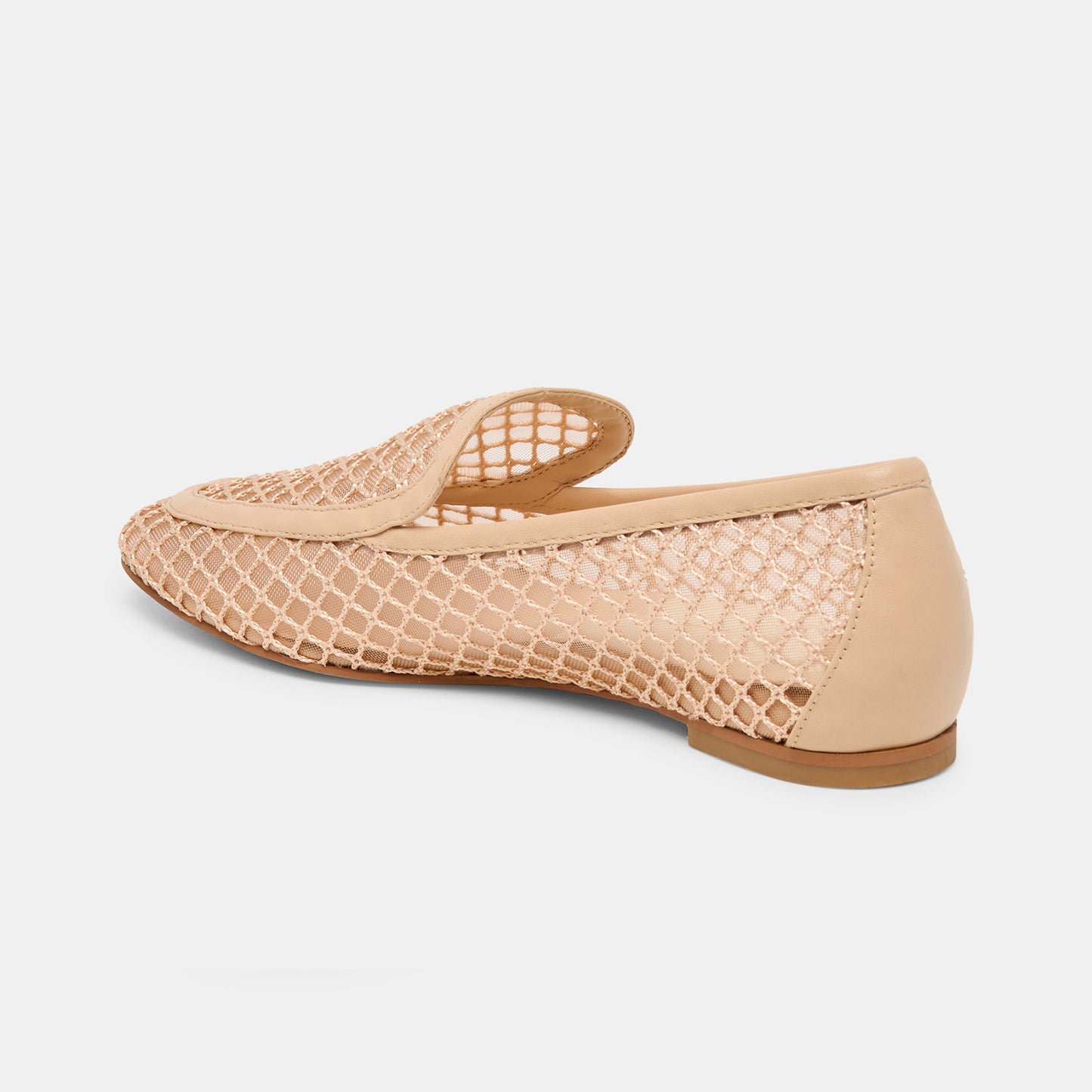 Beige Mesh Square-Toe Simple Classic Slip-On Ballet Flats