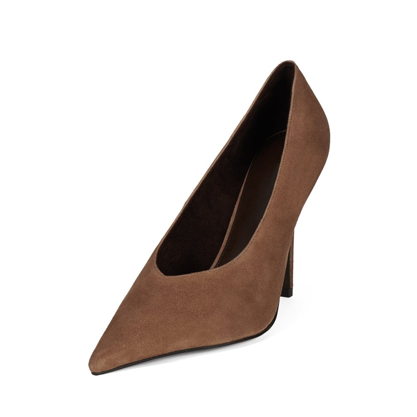 Brown Faux Suede Pointed-Toe Classic Stiletto High Heels