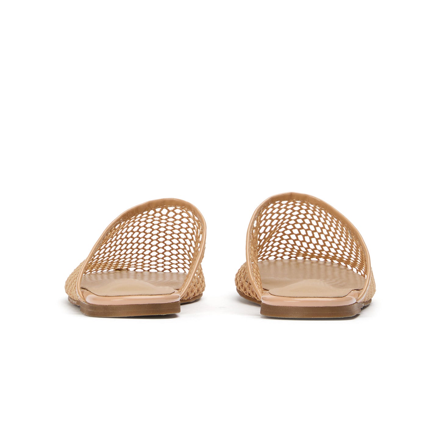 Nude Mesh Round-Toe Sleek Slip-On Backless Flats