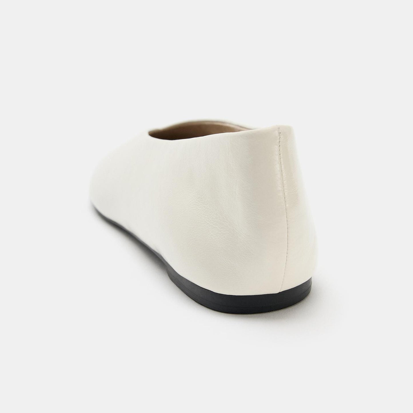Ivory Round-Toe V-Neckline Ballet Flats