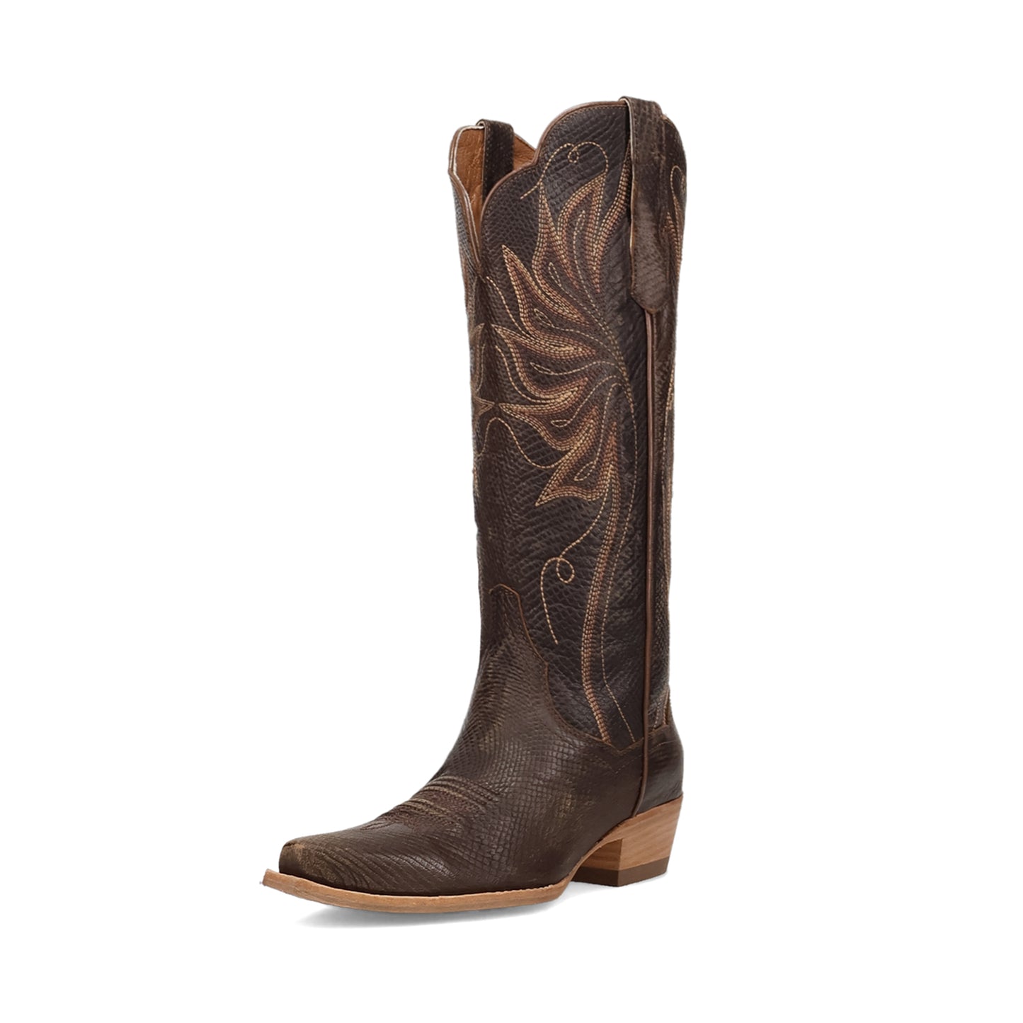 Brown Snip-Toe Grace Embroidery Mid Calf Cowgirl Boots