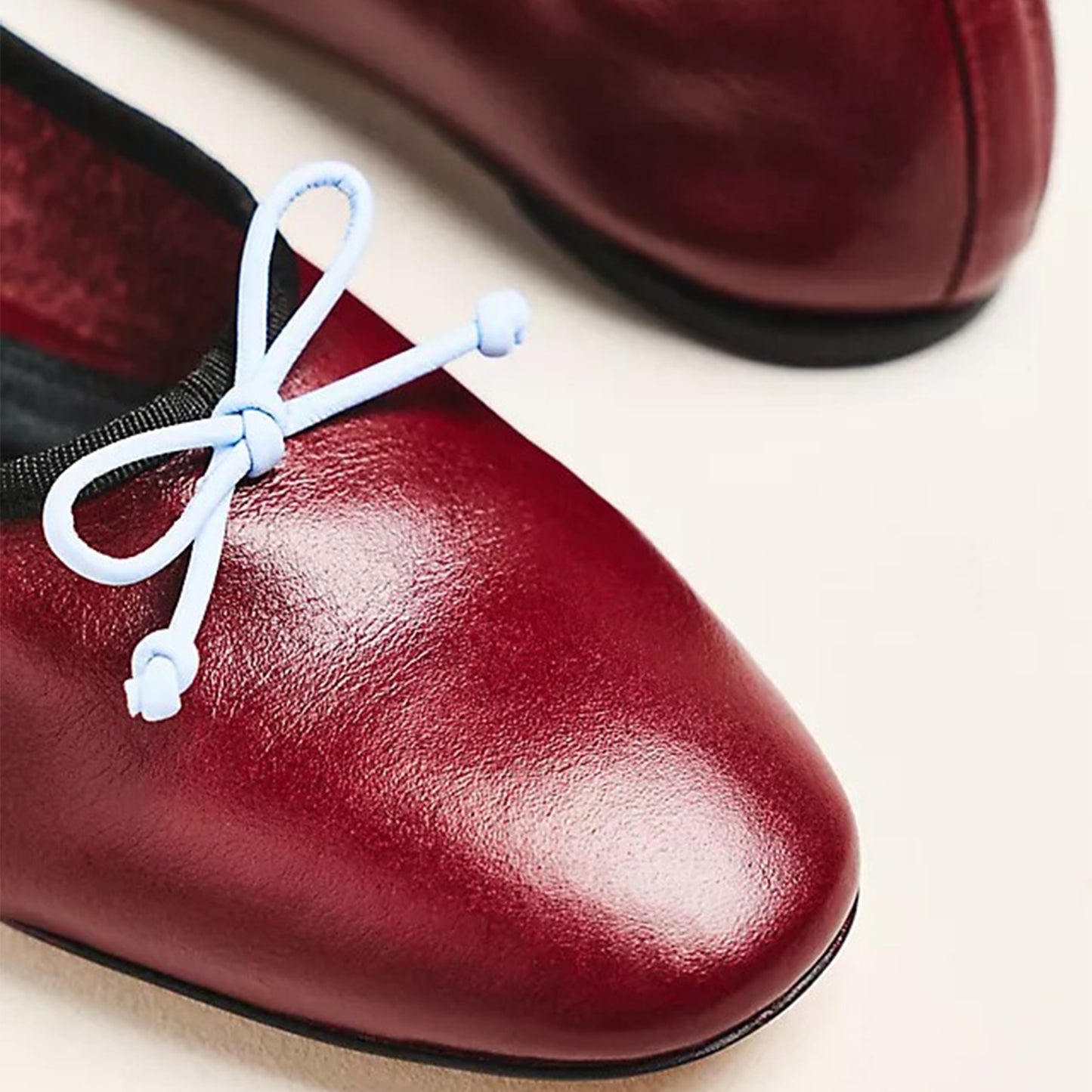 Wine Red Square-Toe Slip-On Front Bow Classic Ballet Flats