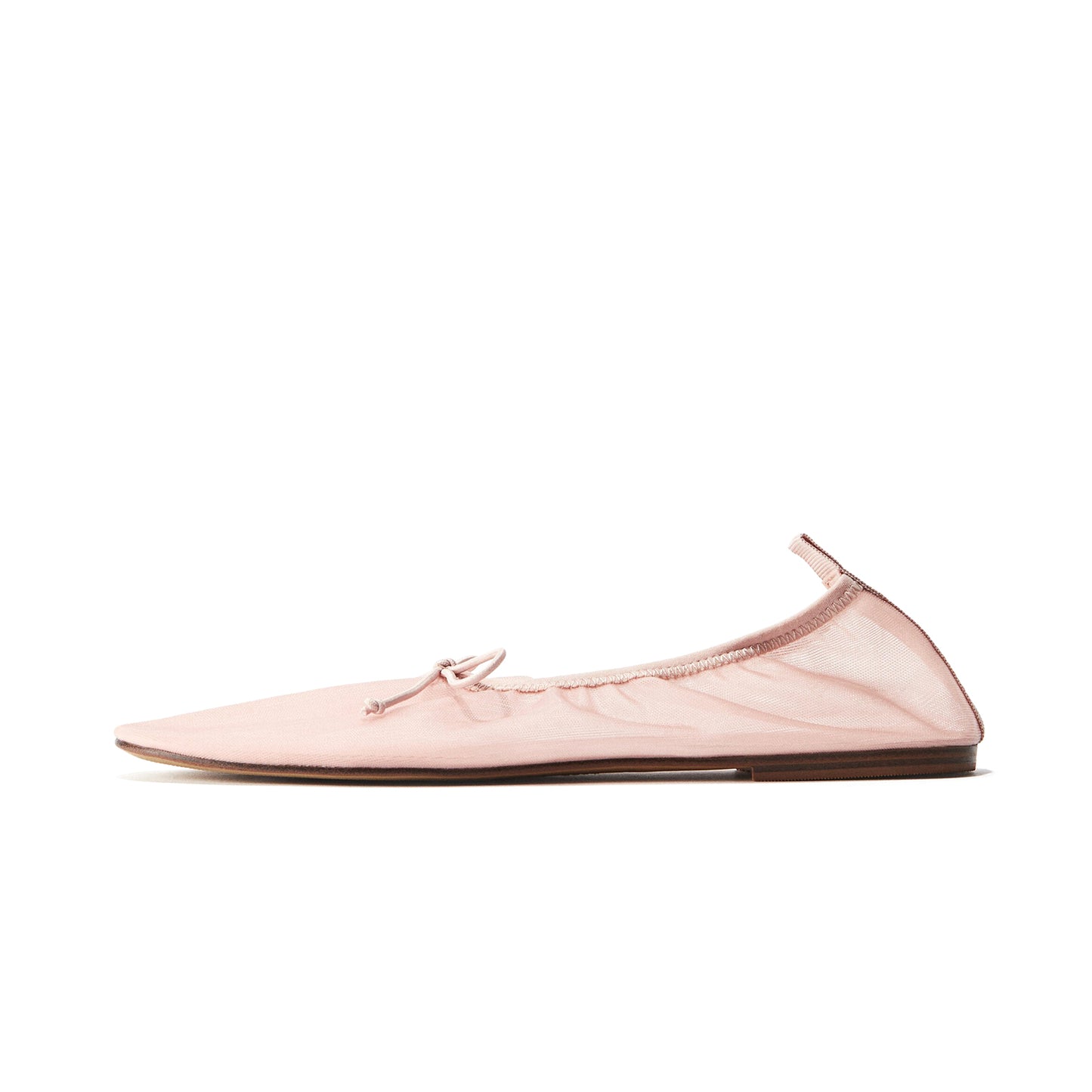 Light Pink Mesh Round-Toe Classic Front Bow Ballet Flats