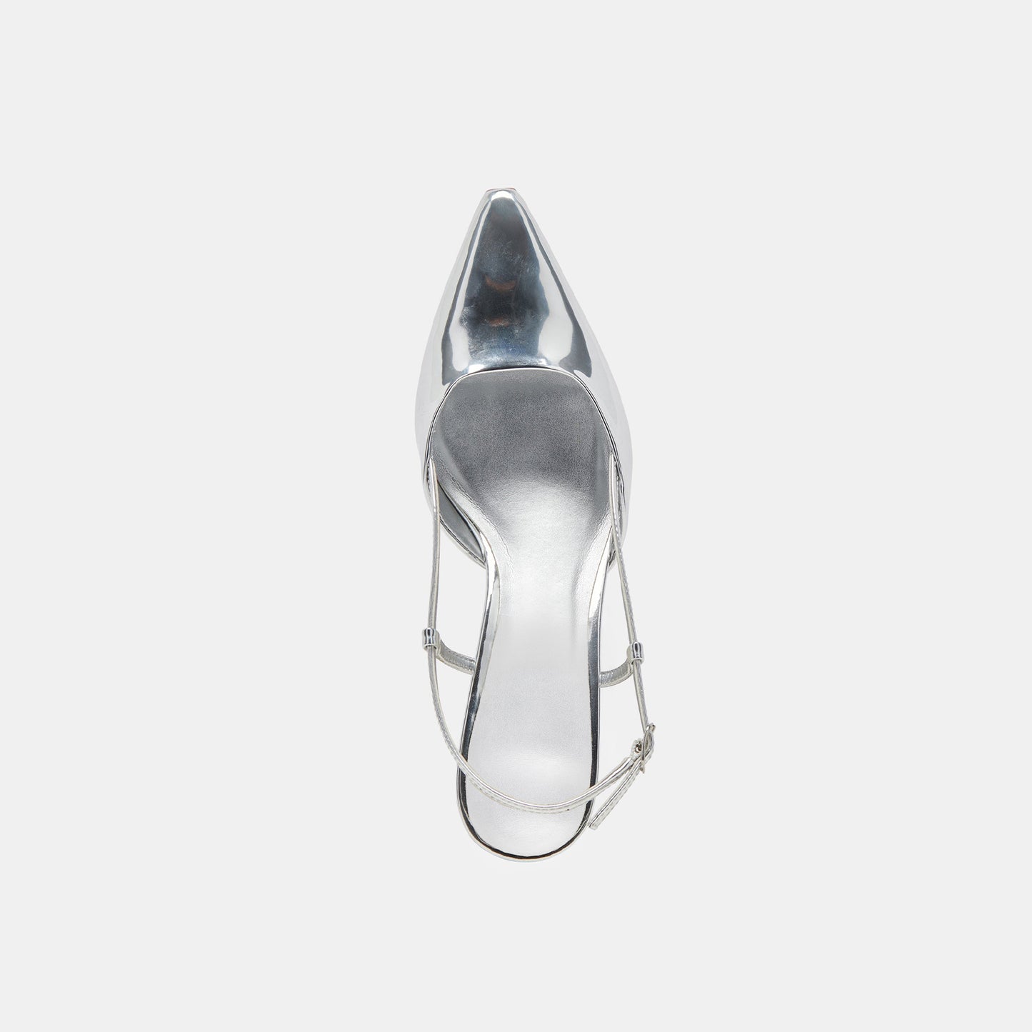 Metallic Silver Pointed-Toe Classic Slip-On Slingback Kitten Heels