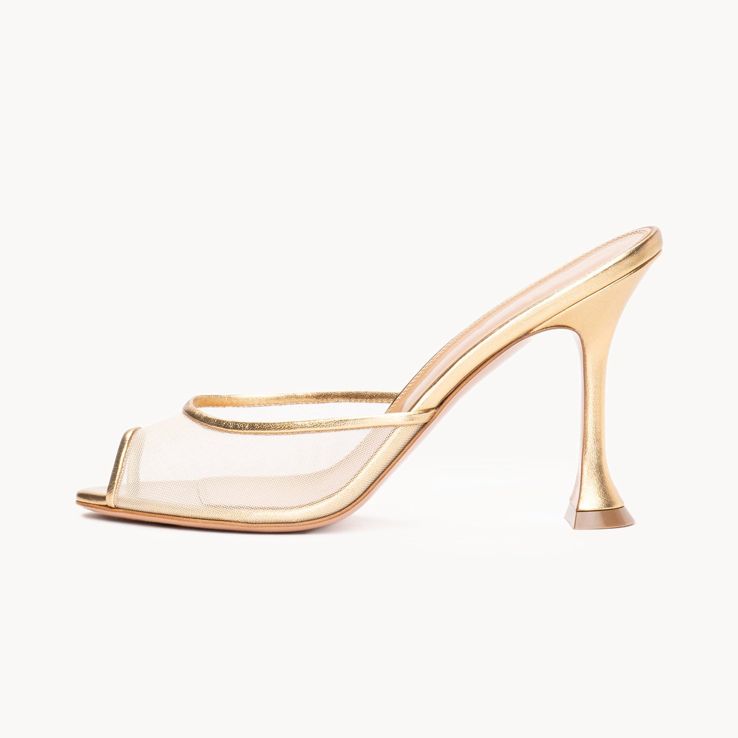 Gold Mesh Almond-Toe Backless Simple High Heels