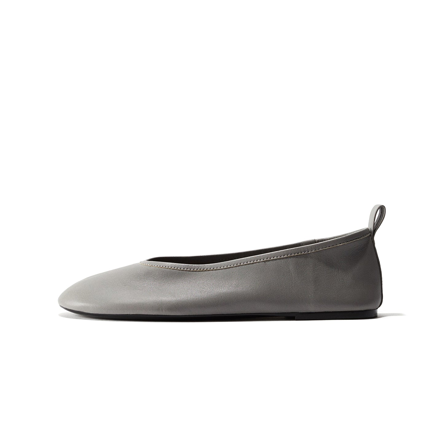 Gray Round-Toe Classic Ballet Flats
