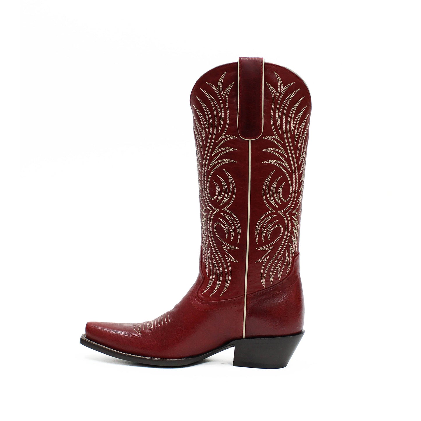 Red Snip-Toe Western Embroidery Mid Calf Cowgirl Boots