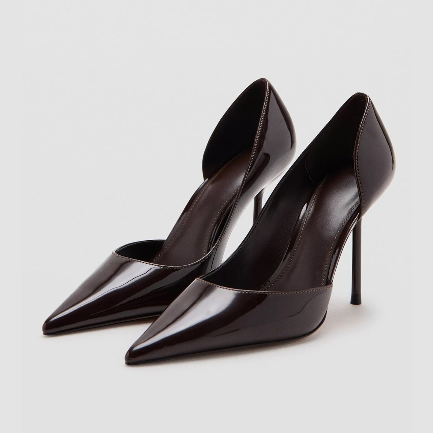 Patent Burgundy Pointed-Toe Chic Slip-On High Stiletto Heels