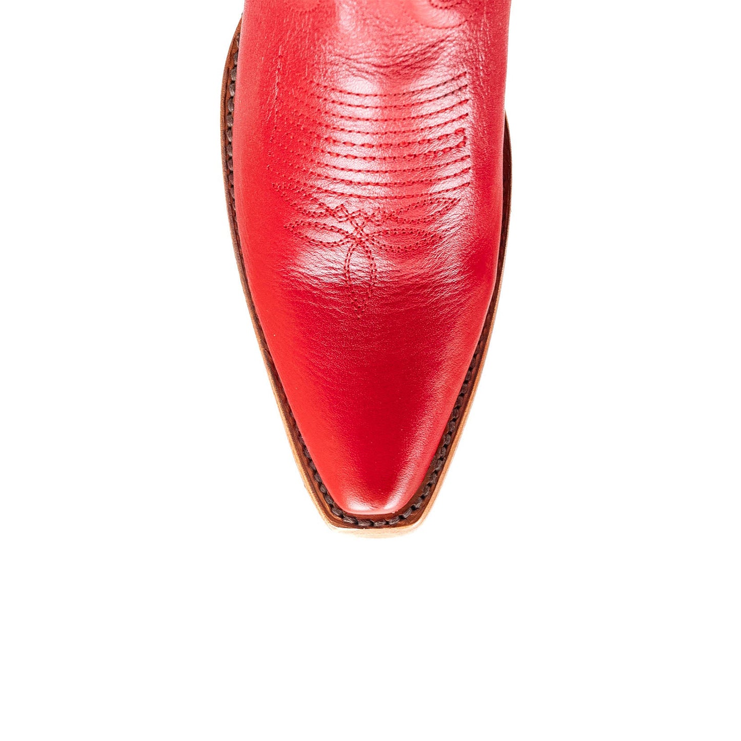 Red Snip-Toe Half-Zip Western Embroidery Knee High Cowgirl Boots