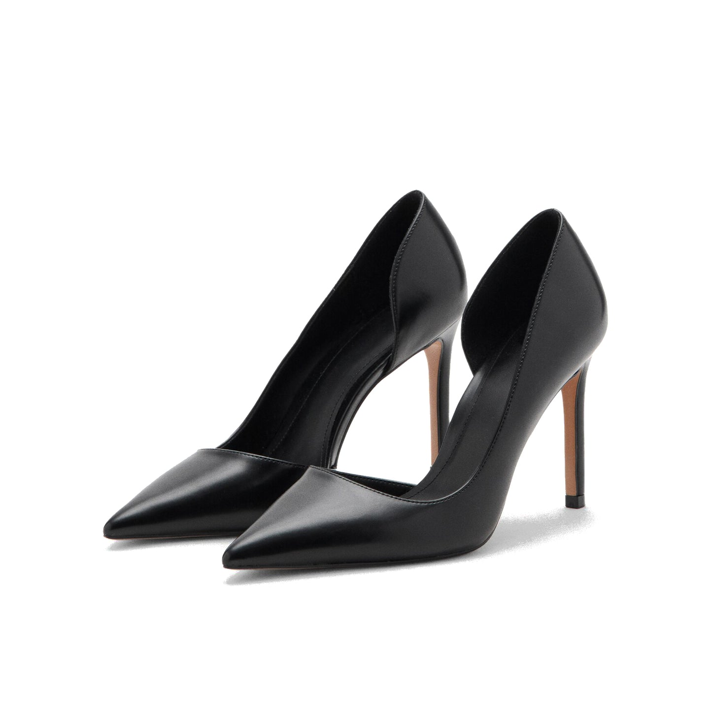 Black Pointed-Toe Slip-On Sleek High Heels Pumps