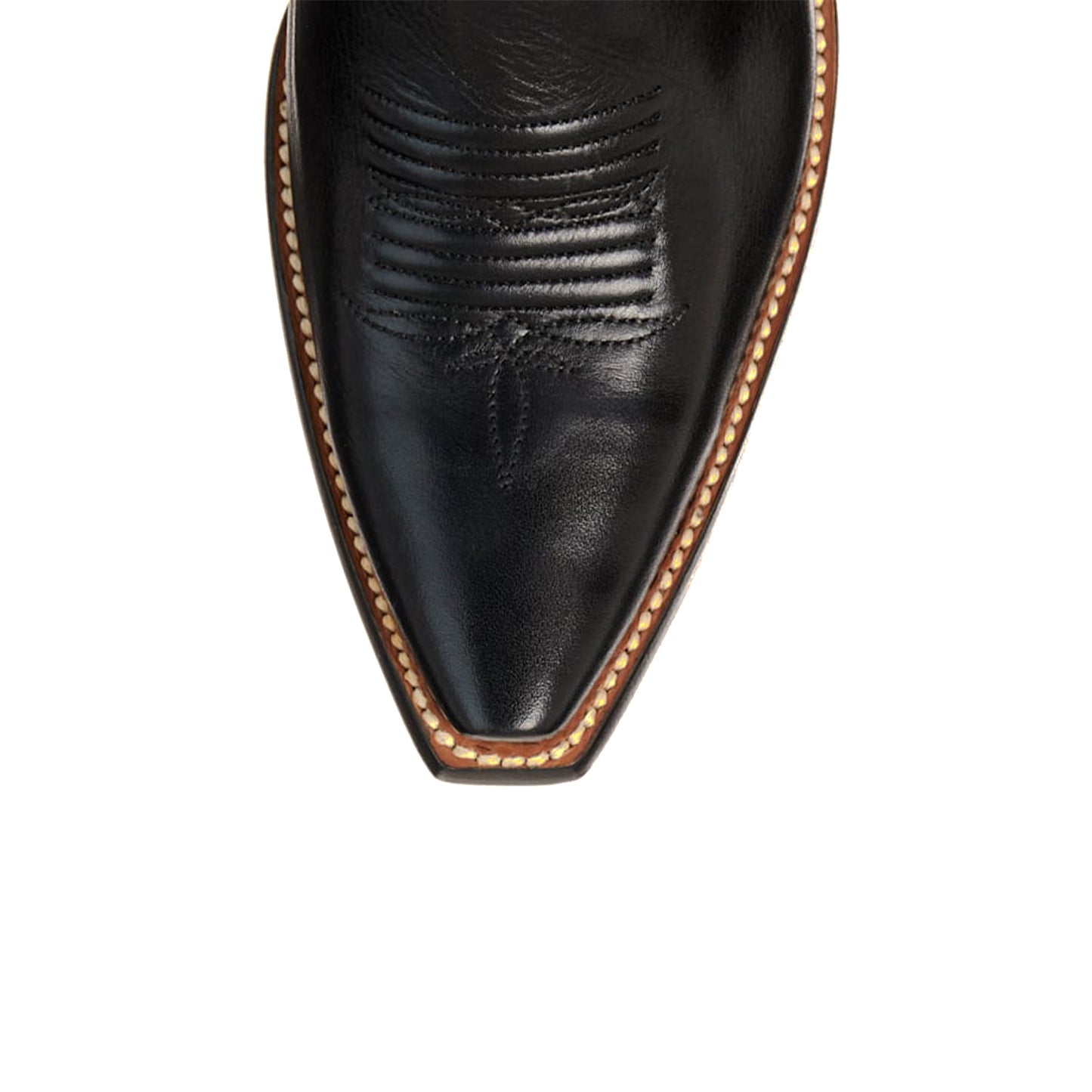 Black Snip-Toe Embroidery Sleek Mid Calf Classic Cowgirl Boots