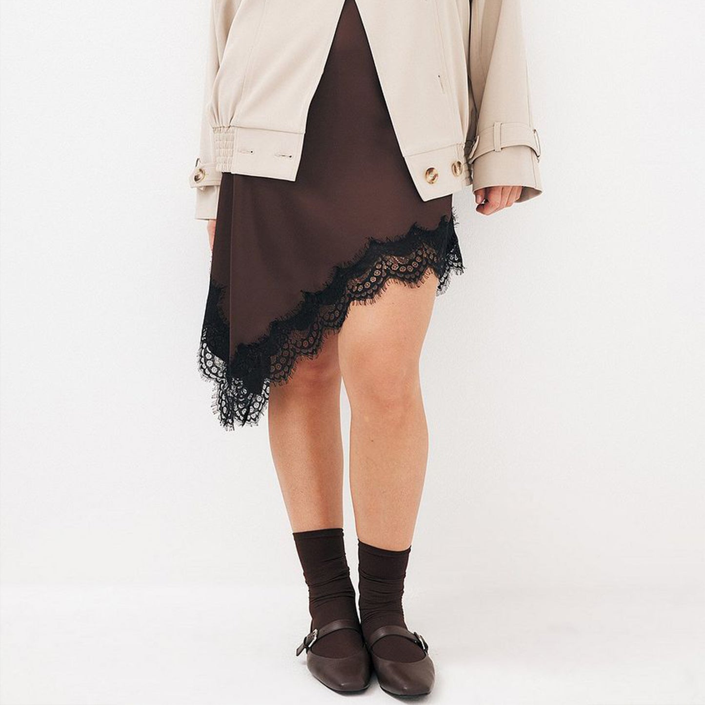Brown Square-Toe Buckle Mary Jane Ballet Flats