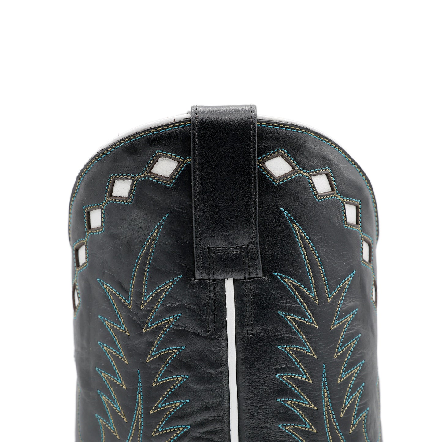 Black Snip-Toe Embroidery Classic Ankle Cowgirl Boots