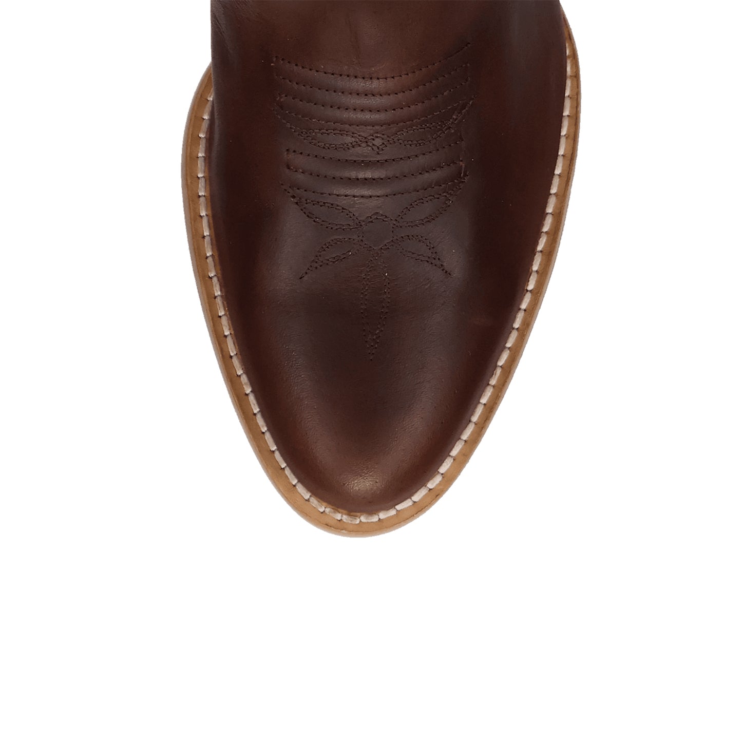 Dark Tan Round-Toe Grace Embroidery Full-Zip Ankle Cowgirl Boots