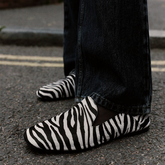 Zebra Print Pony Hair Square-Toe Classic Flats