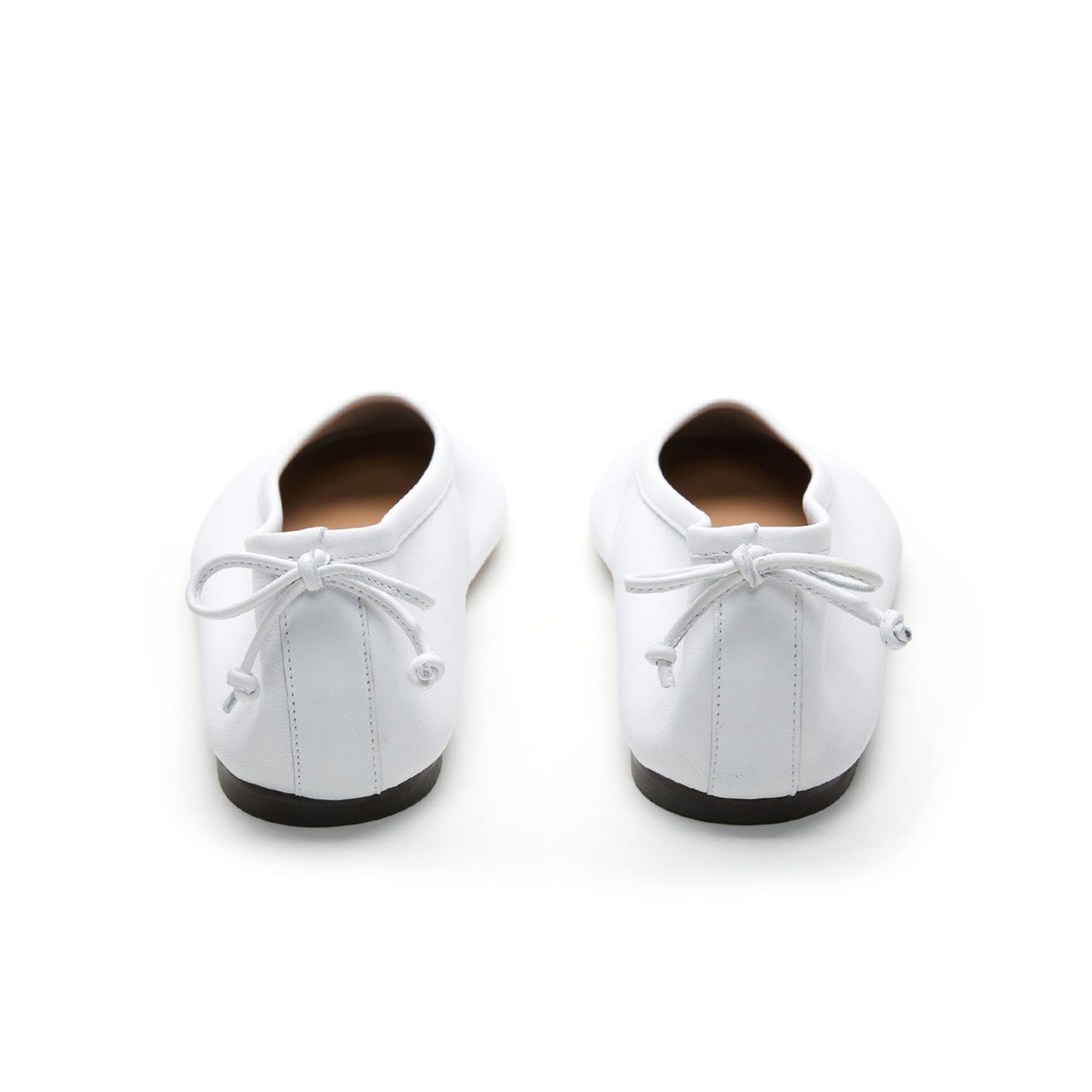 White Round-Toe Back Bow Classic Ballet Flats
