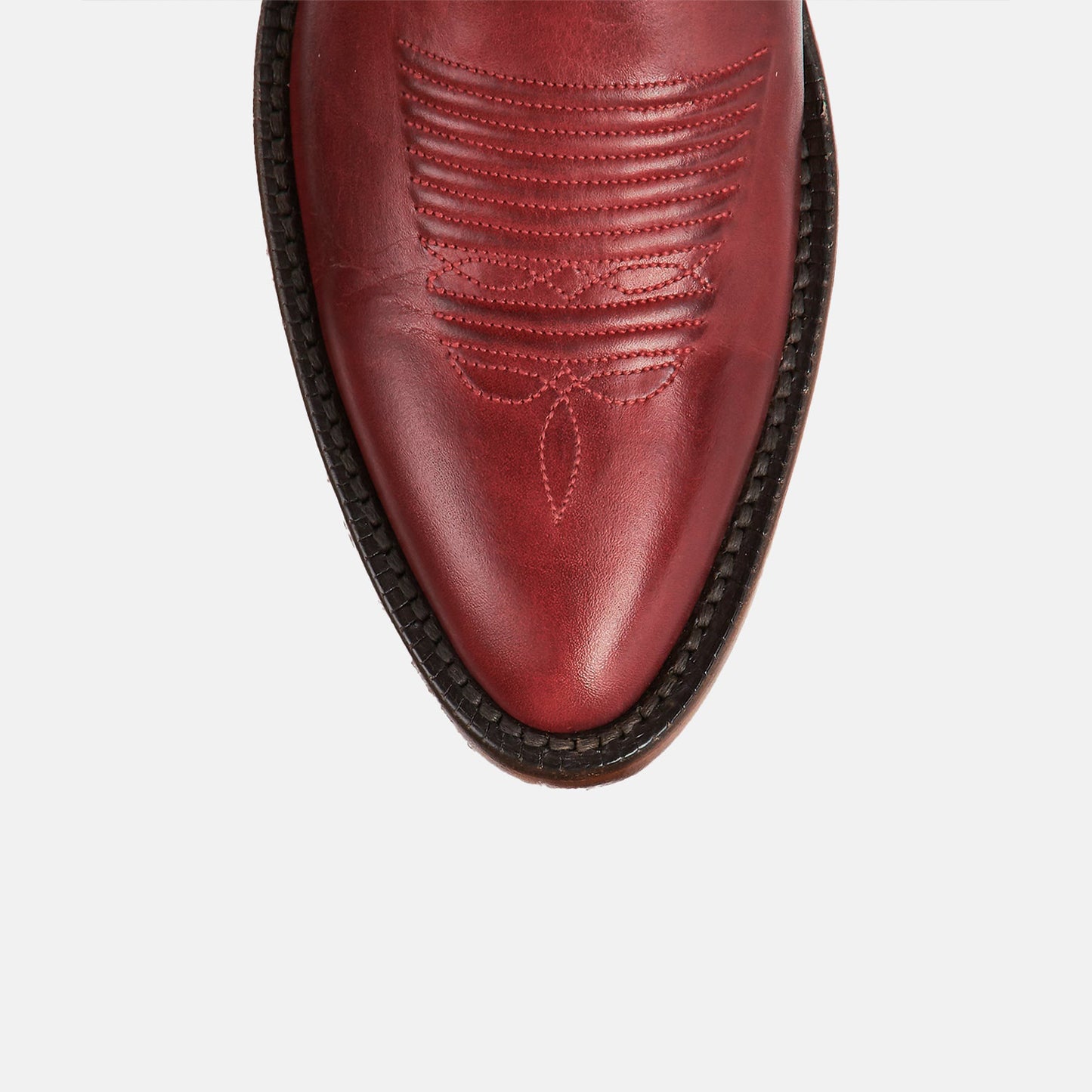 Red Round-Toe Simple Mid Calf Chic Classic Cowgirl Boots