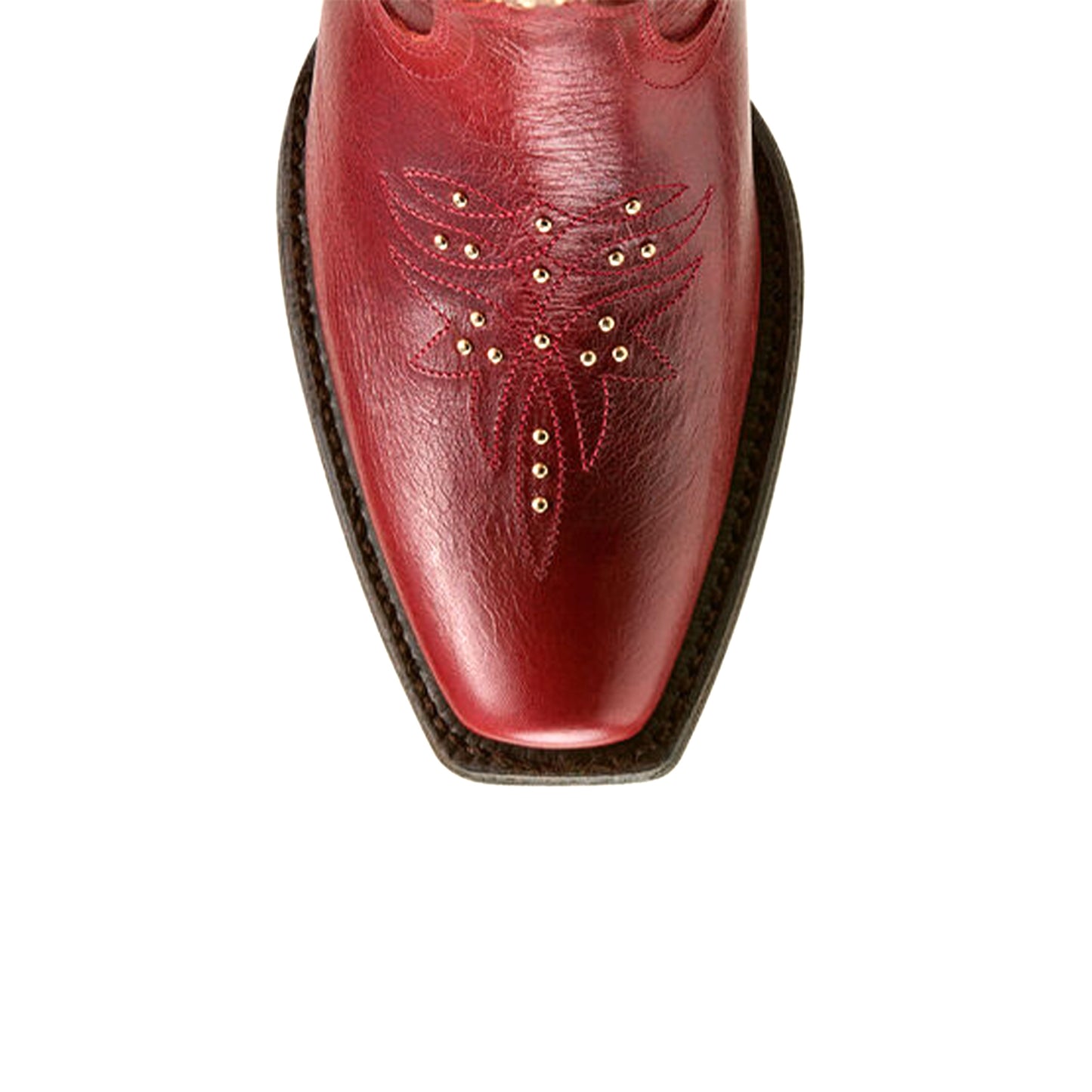 Red Square-Toe Studs Embroidery Mid Calf Cowgirl Boots