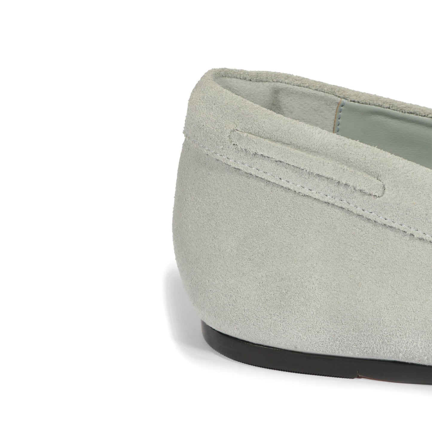 Light Gray Faux Suede Square-Toe Front Bow With Fringe Slip-On Flats