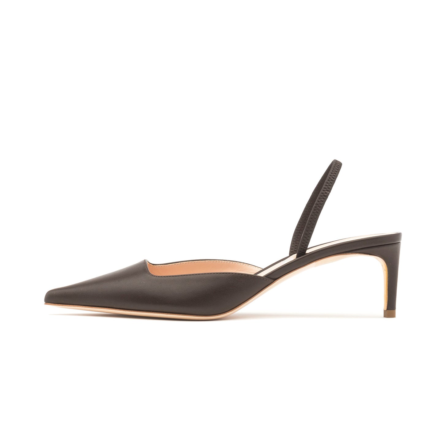 Coffee Eel Pattern Pointed-Toe Classic Slingback Kitten Heels