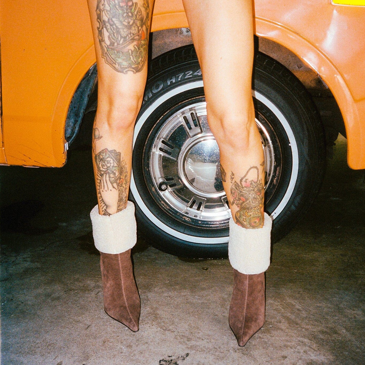 Brown Faux Suede And Plush Pointed-Toe Full-Zip Ankle Stiletto Boots