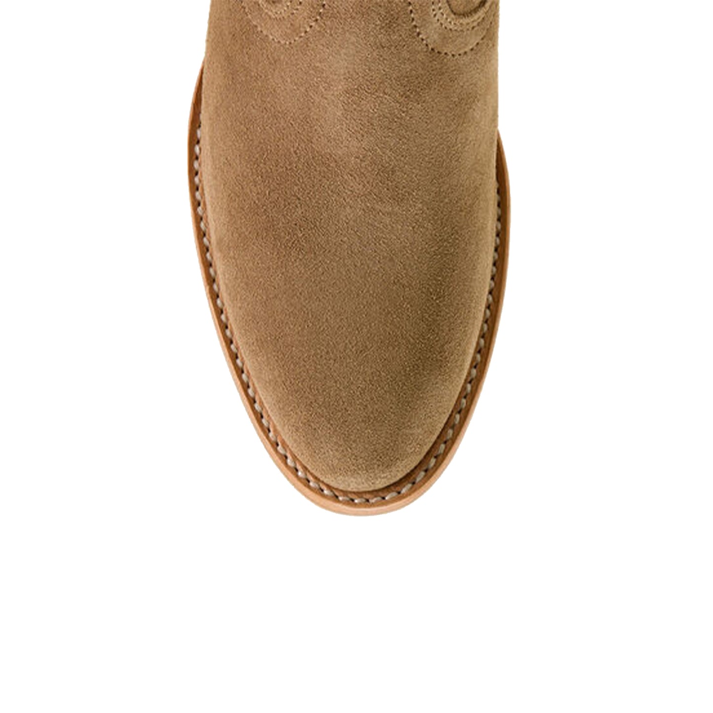 Tan Faux Suede Round-Toe Simple Mid Calf Classic Cowgirl Boots