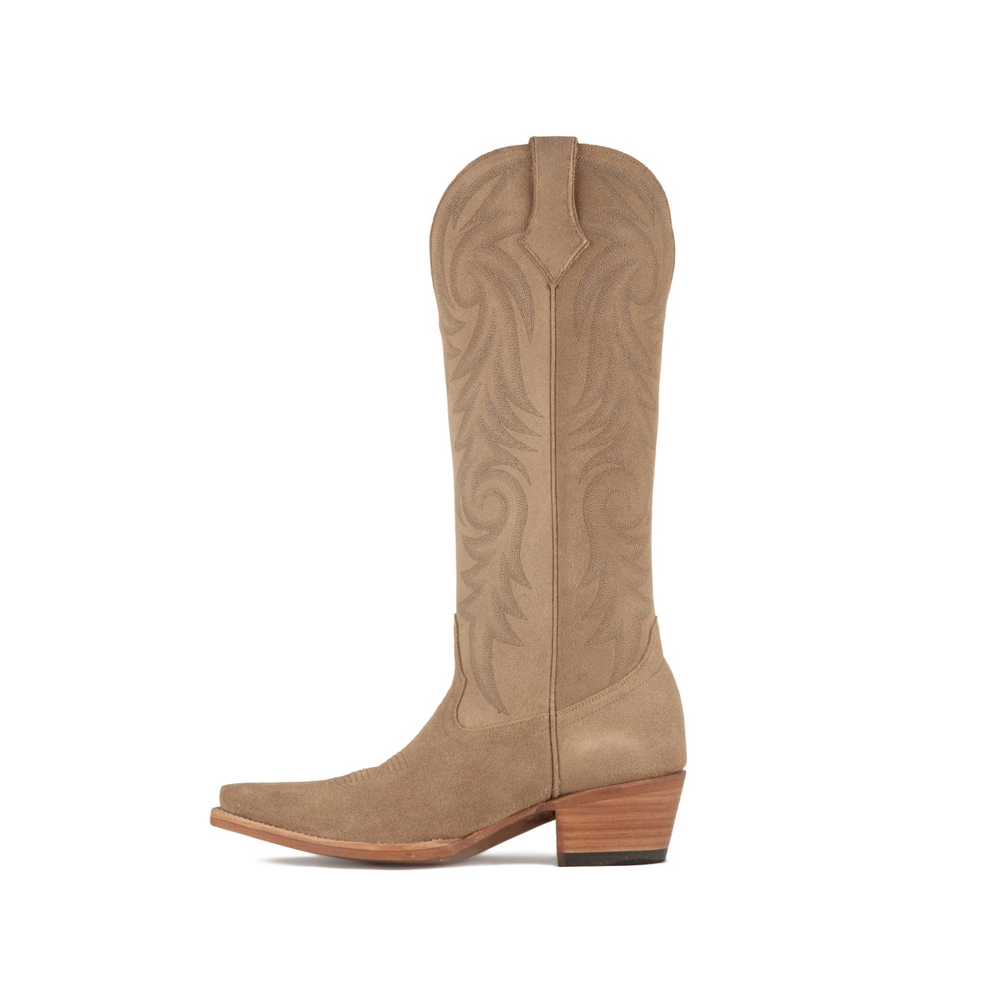 Sand Snip-Toe Western Embroidery Classic Wide Calf Knee High Cowgirl Boots