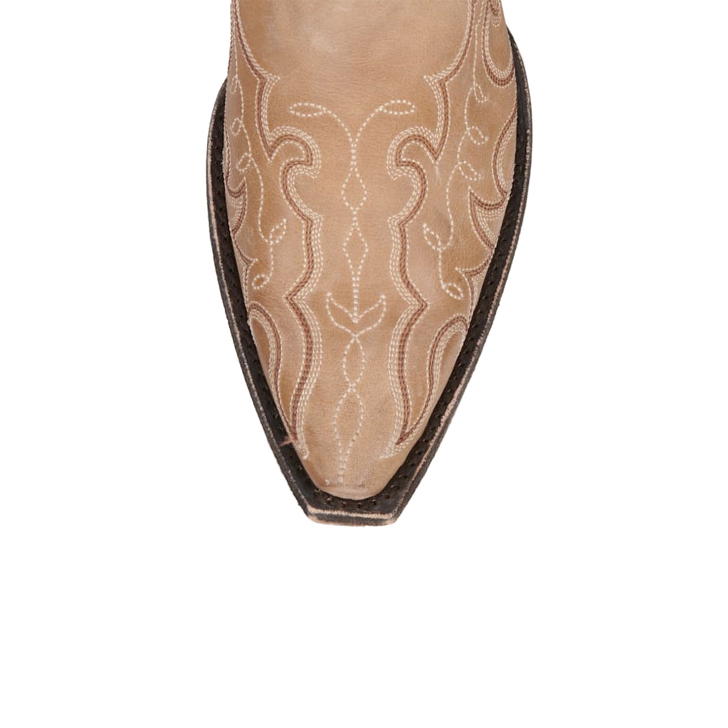 Bone Snip-Toe Delicate Embroidery Mid Calf Cowgirl Boots